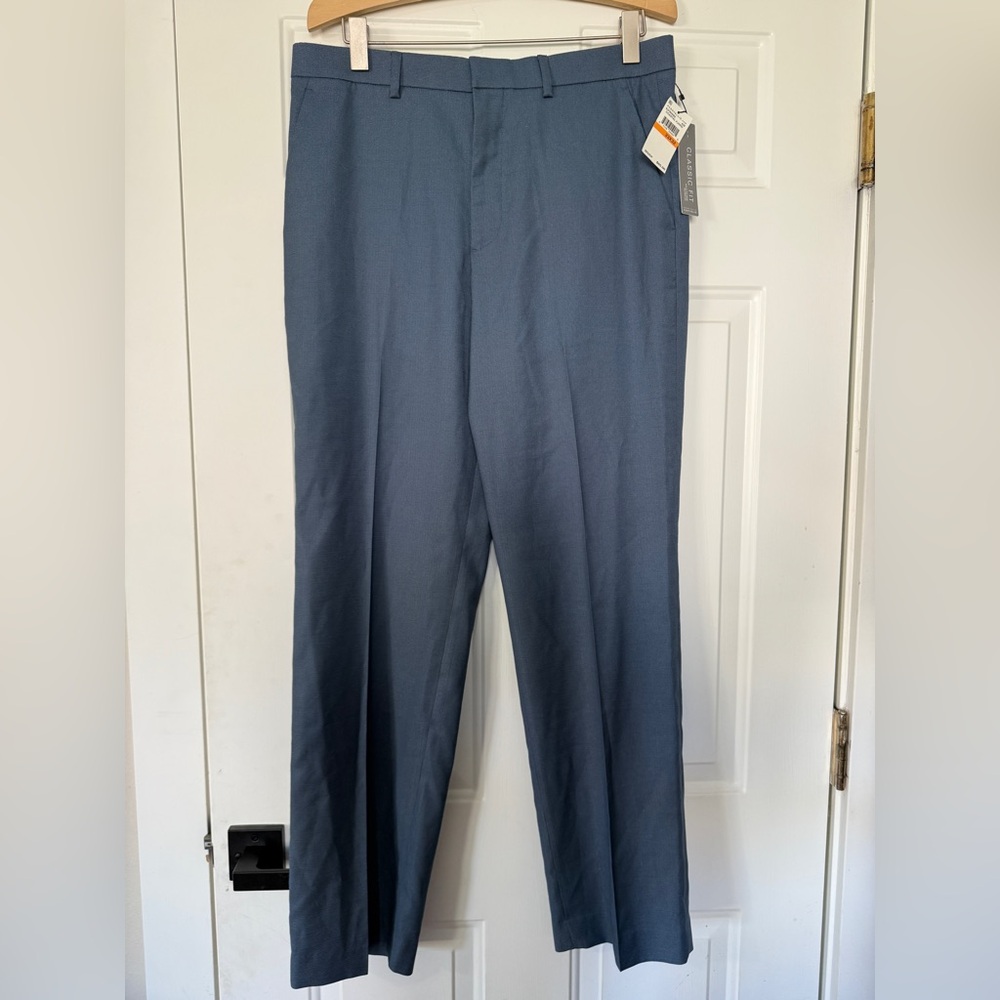 Perry Ellis Portfolio Pants Mens 33x32 Coastal Fjord Classic Fit Relaxed Leg